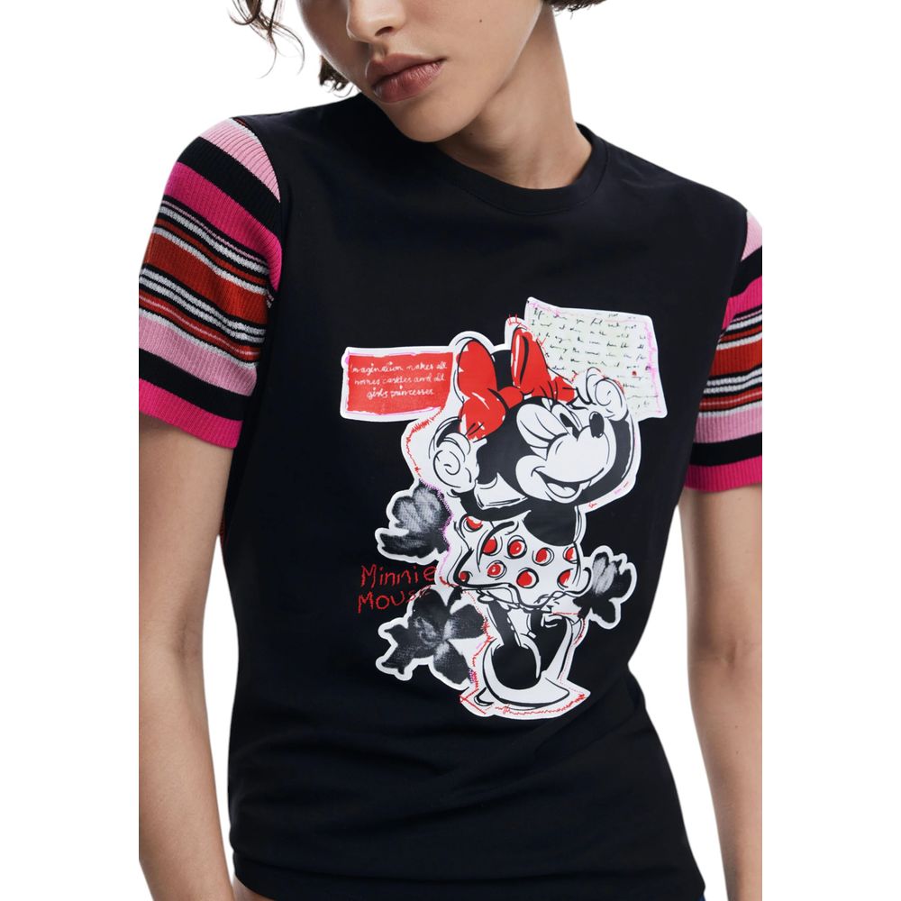 Desigual Schwarzes T-Shirt aus Baumwolle
