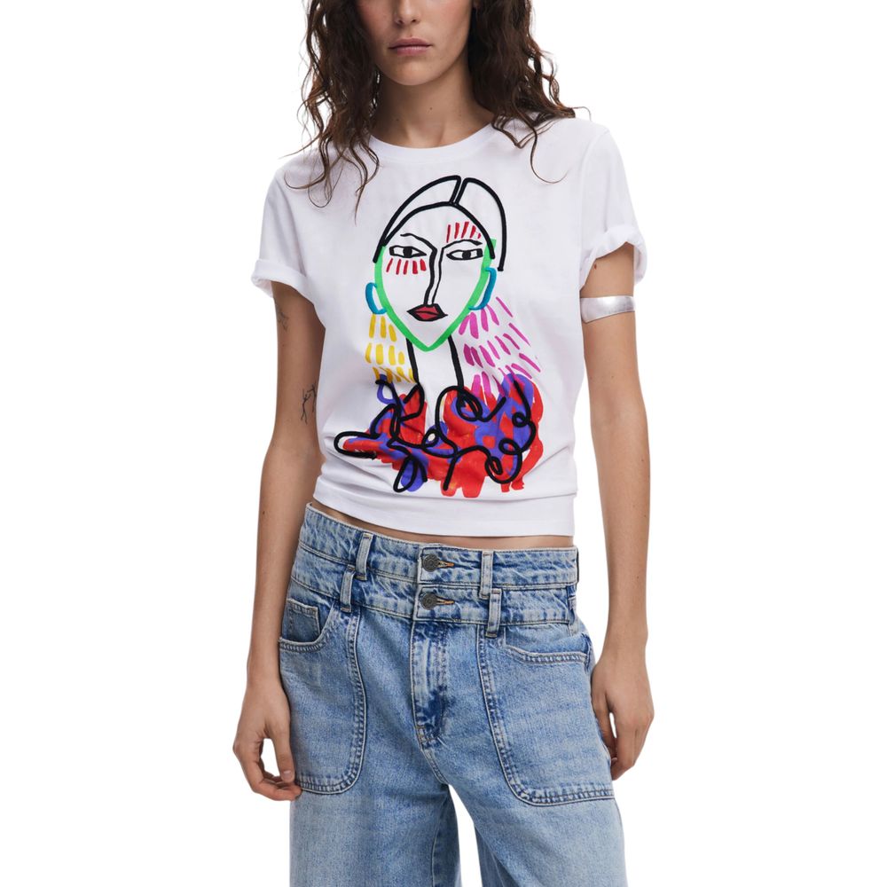 Desigual T-Shirt aus weißer Baumwolle