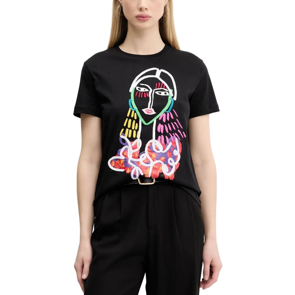 Desigual Schwarzes T-Shirt aus Baumwolle