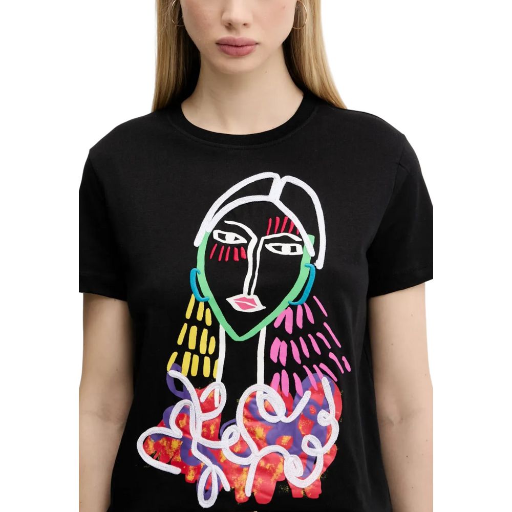 Desigual Schwarzes T-Shirt aus Baumwolle