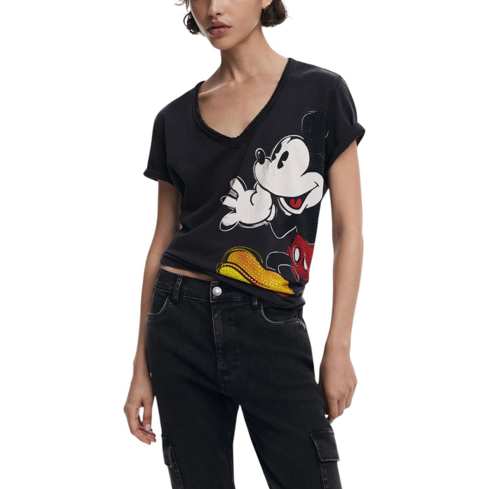 Desigual Schwarzes T-Shirt aus Baumwolle