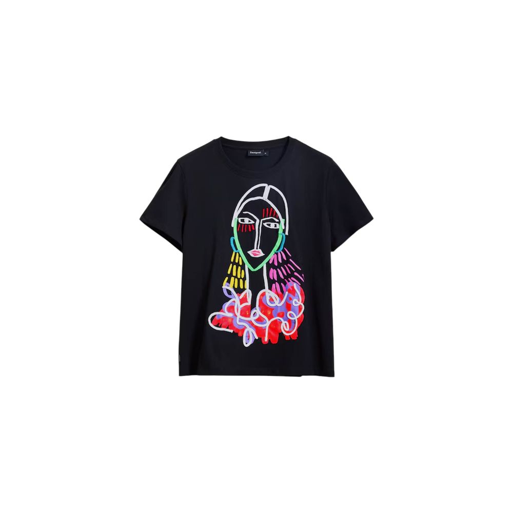 Desigual Schwarzes T-Shirt aus Baumwolle