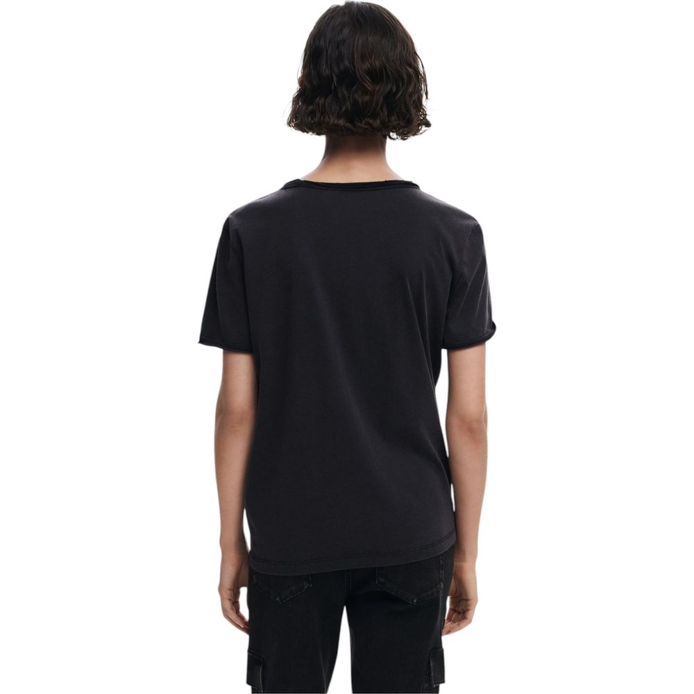 Desigual Schwarzes T-Shirt aus Baumwolle