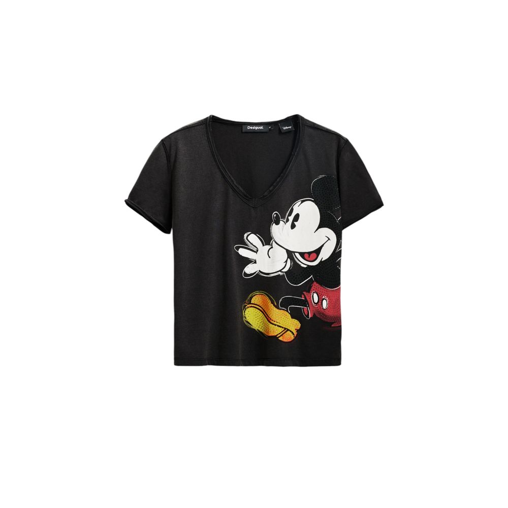 Desigual Schwarzes T-Shirt aus Baumwolle