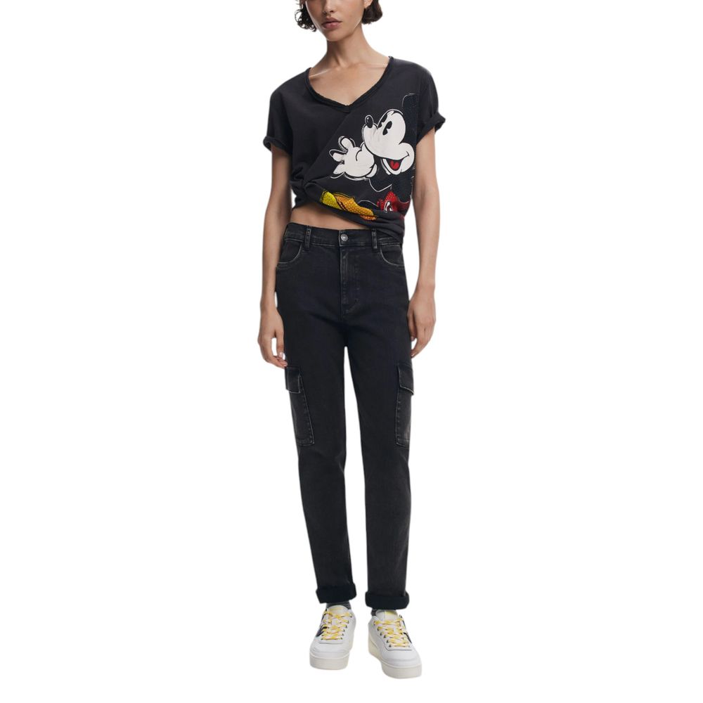 Desigual Schwarzes T-Shirt aus Baumwolle