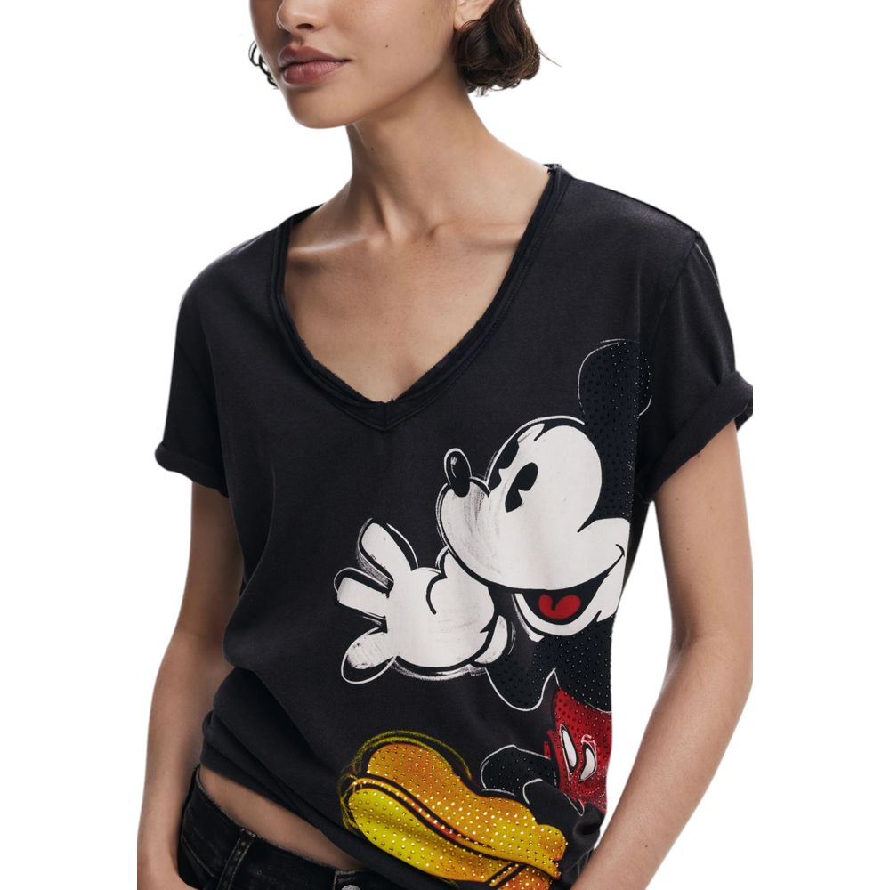 Desigual Schwarzes T-Shirt aus Baumwolle