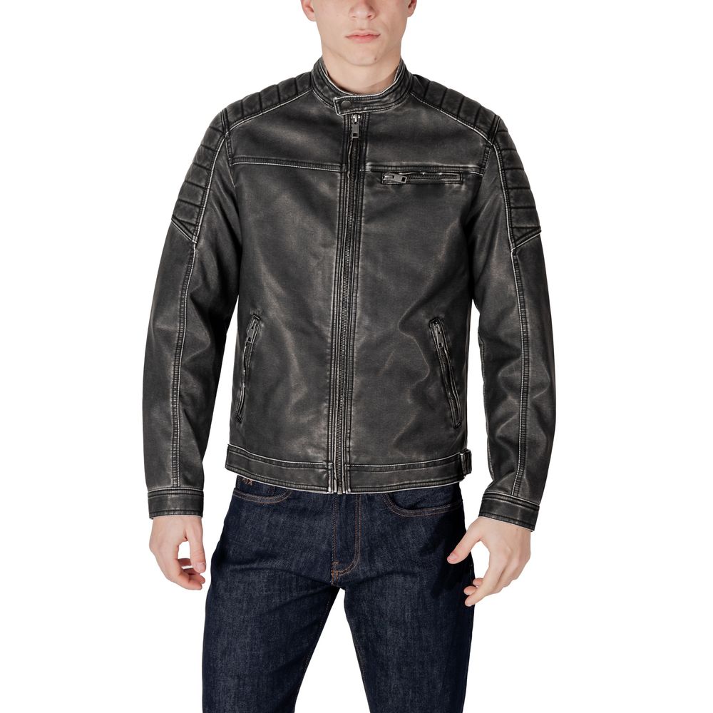 Jack Jones Schwarze Polyester Biker-Jacke