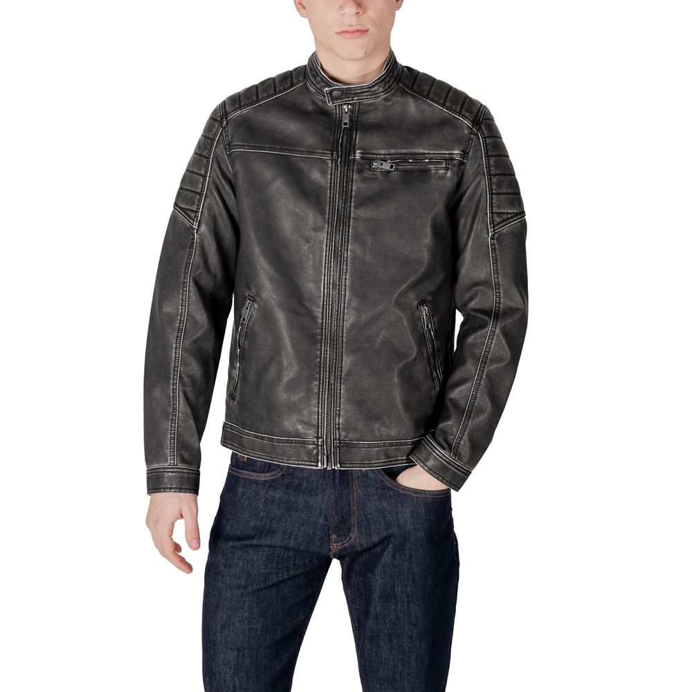 Jack Jones Schwarze Polyester Biker-Jacke