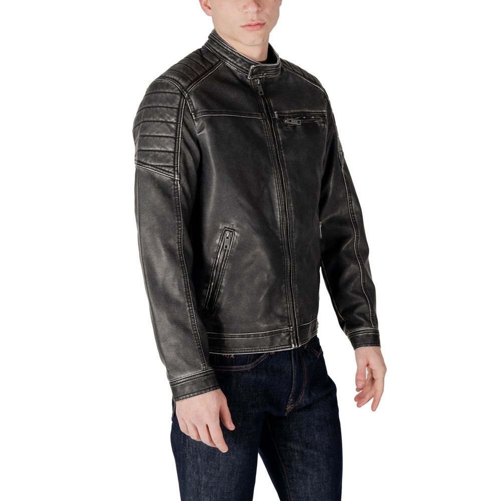 Jack Jones Schwarze Polyester Biker-Jacke