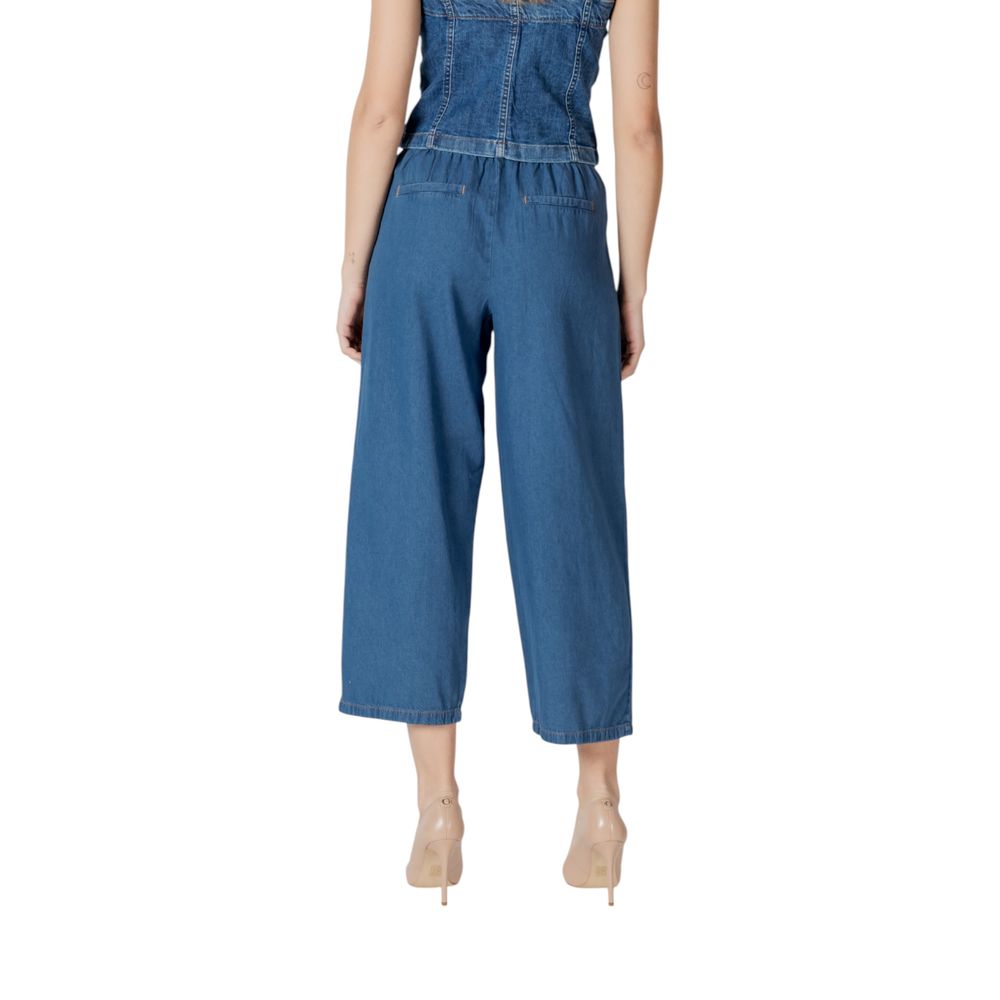 ICHI Blaue Baumwoll-Cropped-Jeans