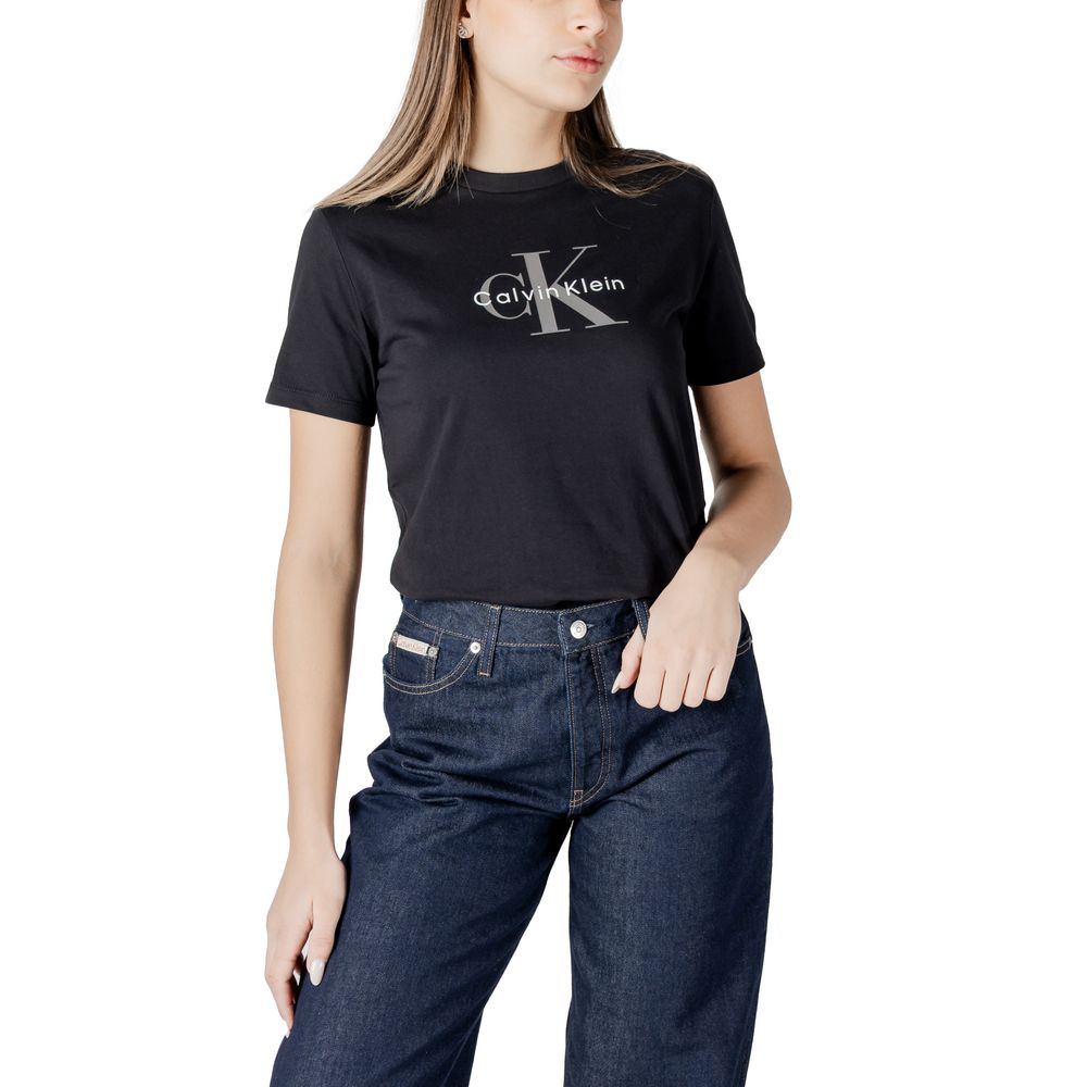 Calvin Klein Jeans Schwarzes T-Shirt aus Baumwolle