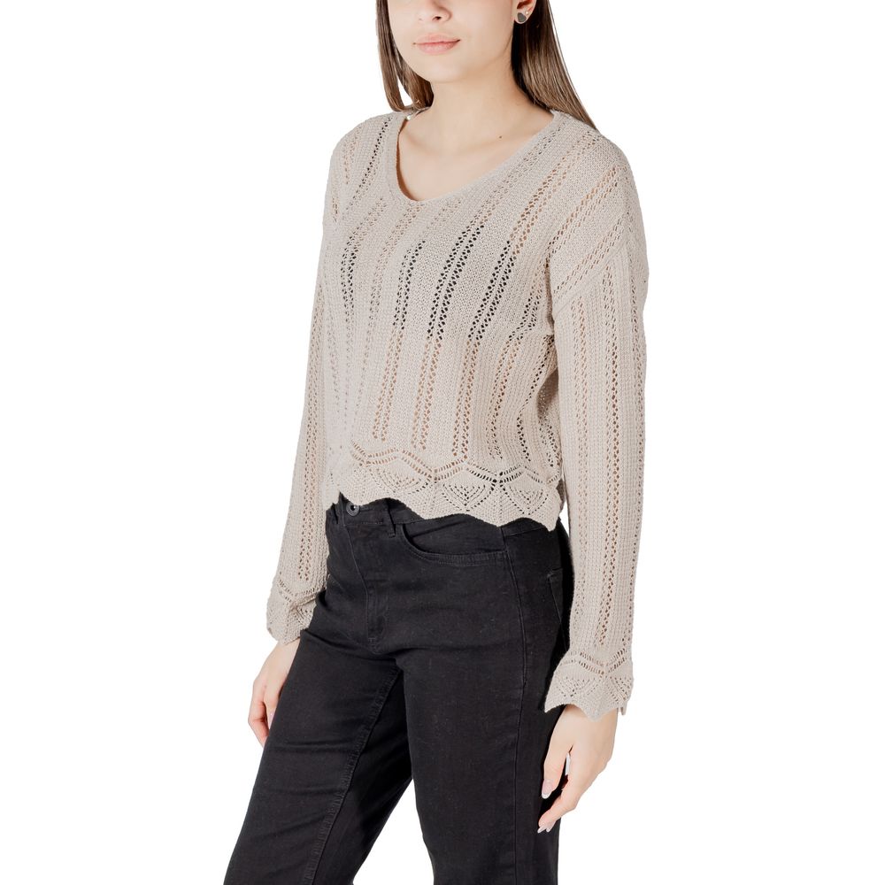 Only Beiger Pullover aus recyceltem Baumwoll-Mix