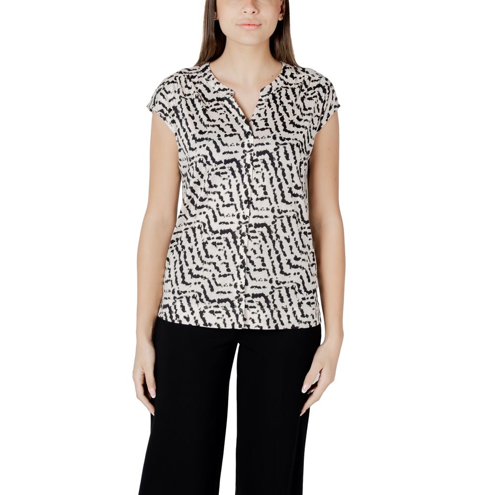 Street One T-Shirt aus cremefarbener Baumwolle