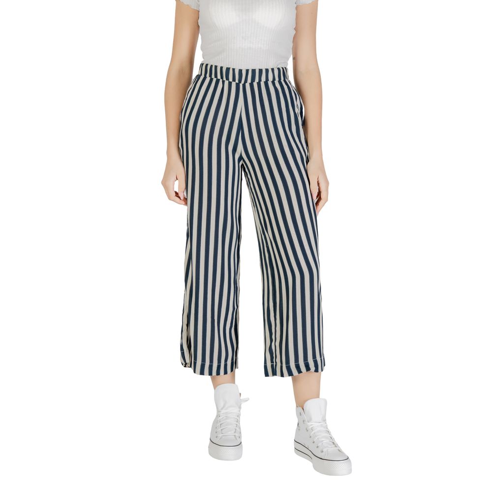 ICHI Blaue Viskose-Cropped-Hose