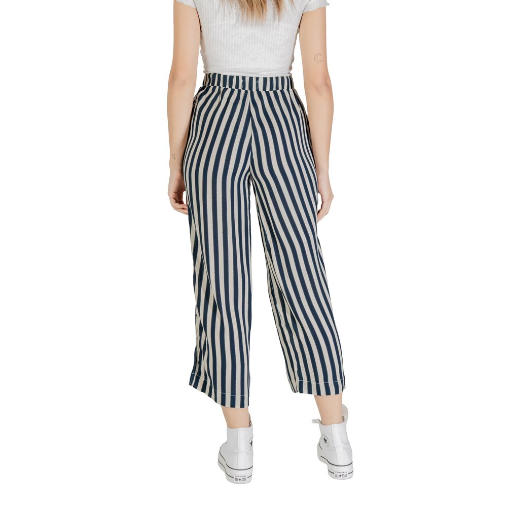 ICHI Blaue Viskose-Cropped-Hose