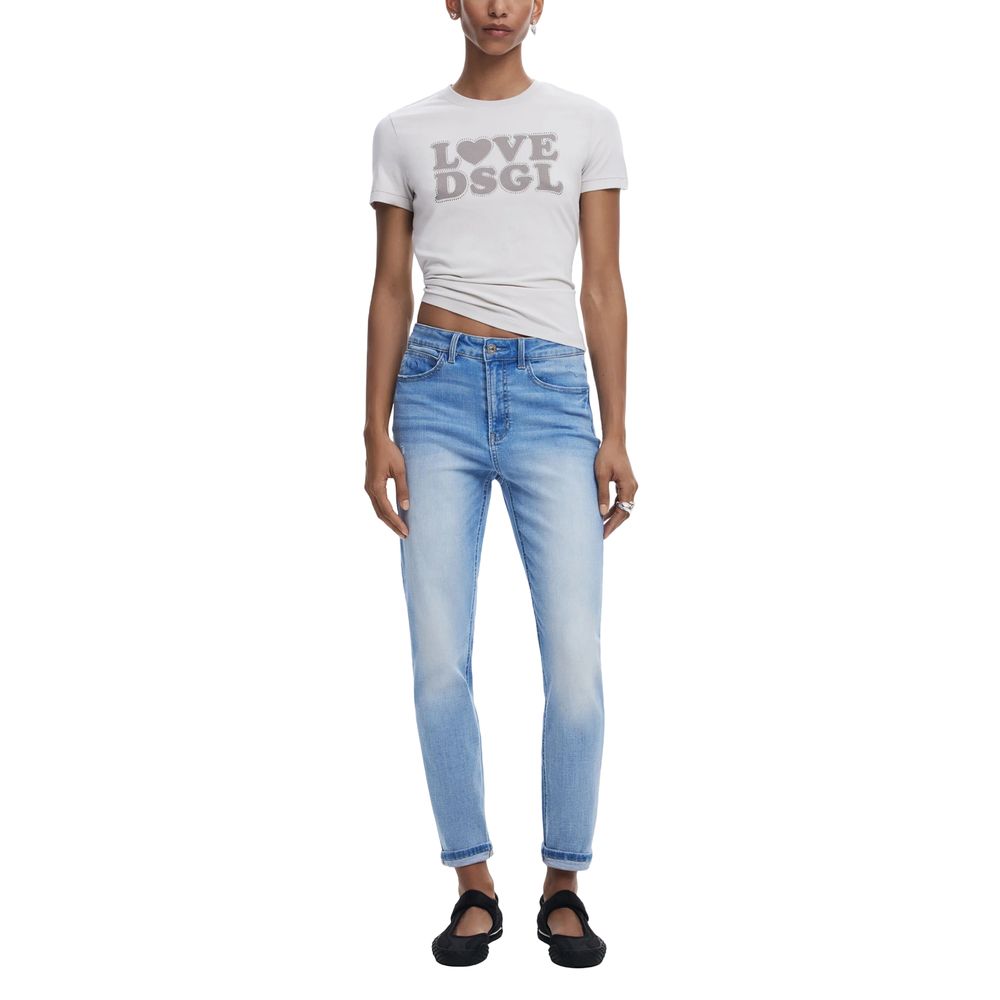 Desigual Hellblaue Skinny-Jeans aus Baumwolle