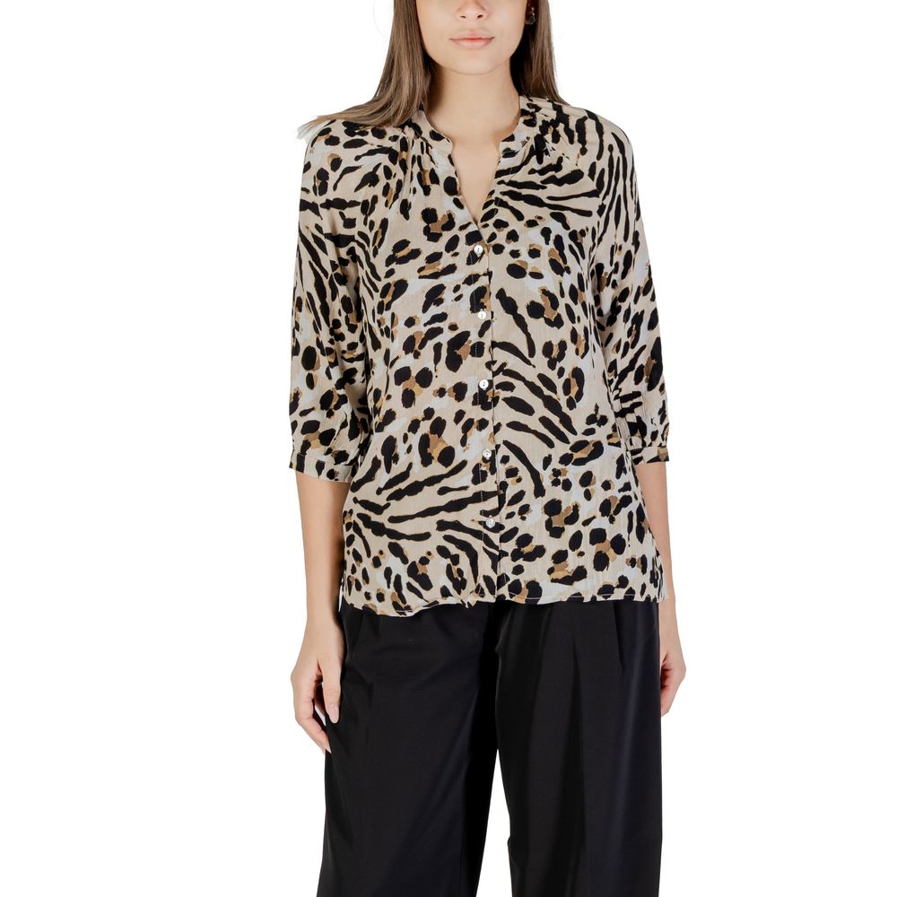 ICHI Beigefarbene Viskose-Bluse