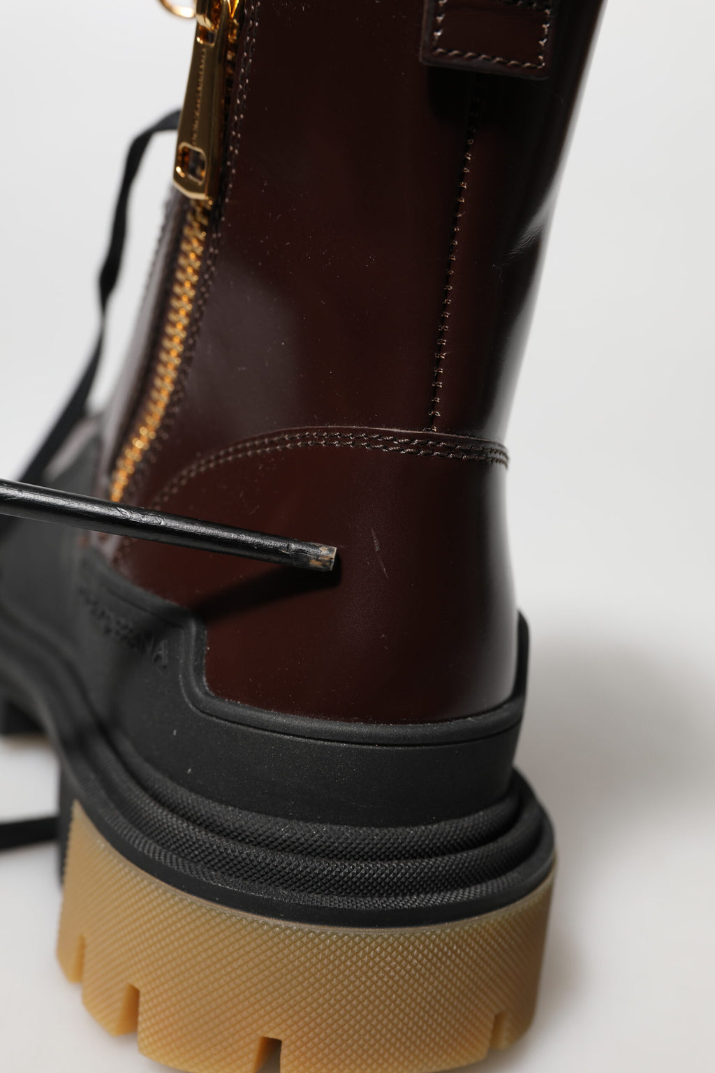 Dolce & Gabbana Maroon Leder Mid Calf Biker Stiefel Schuhe