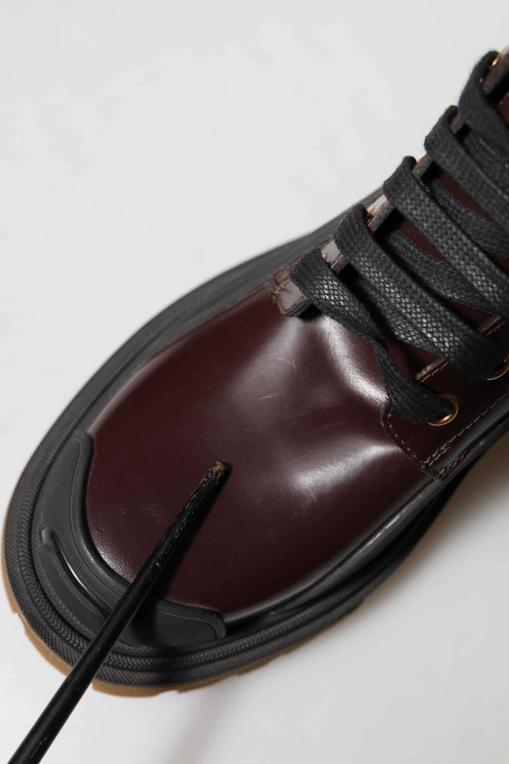 Dolce & Gabbana Maroon Leder Mid Calf Biker Stiefel Schuhe