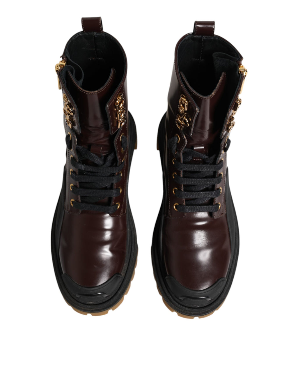 Dolce & Gabbana Maroon Leder Mid Calf Biker Stiefel Schuhe