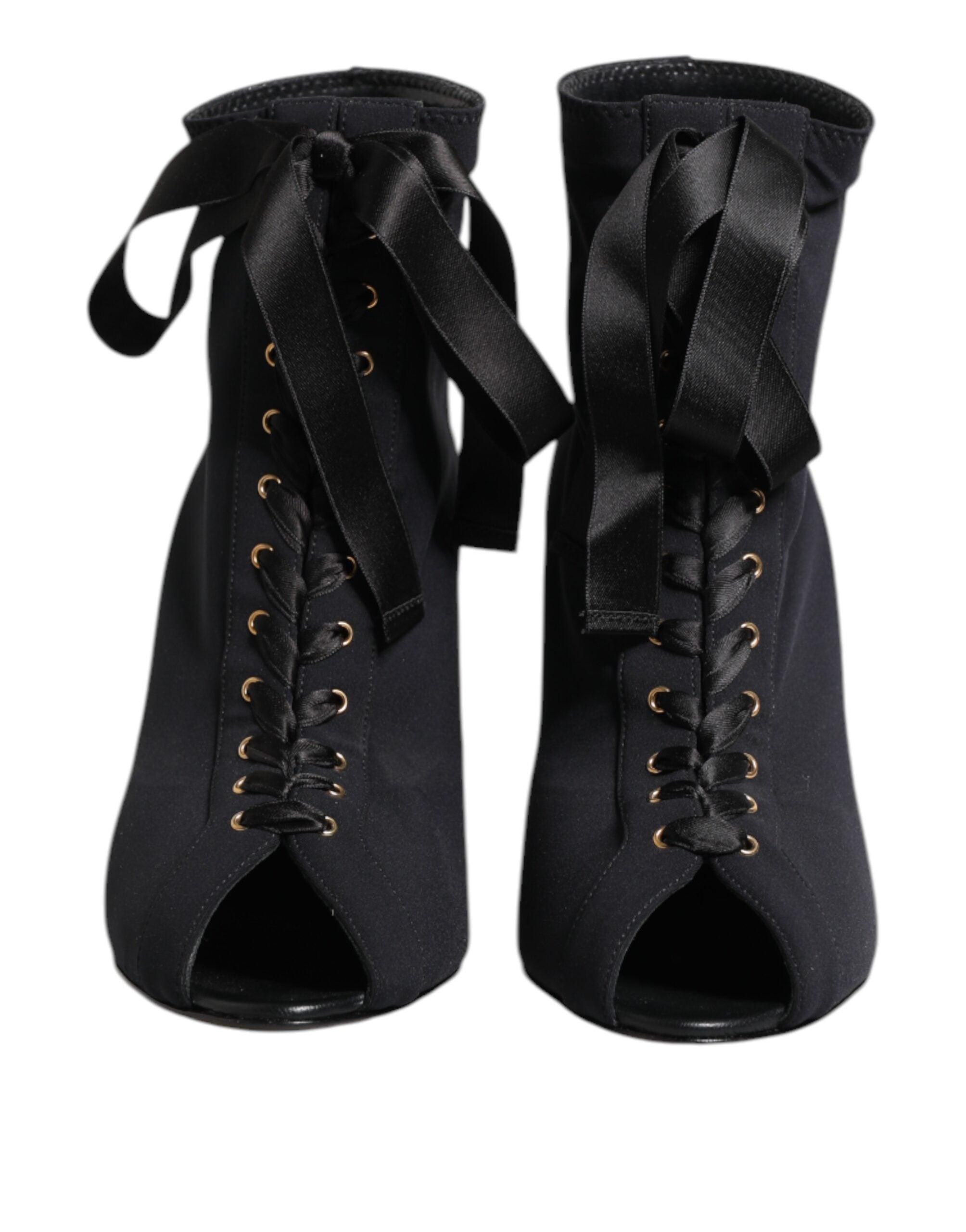 Dolce & Gabbana Schwarz Stiletto Heels Lace Up Stiefel Schuhe