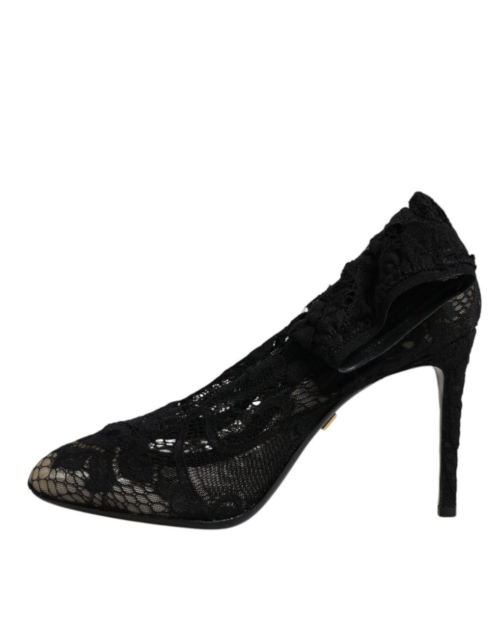 Dolce & Gabbana Zwarte Kanten Stretch Hakken Halflange Laarzen Schoenen