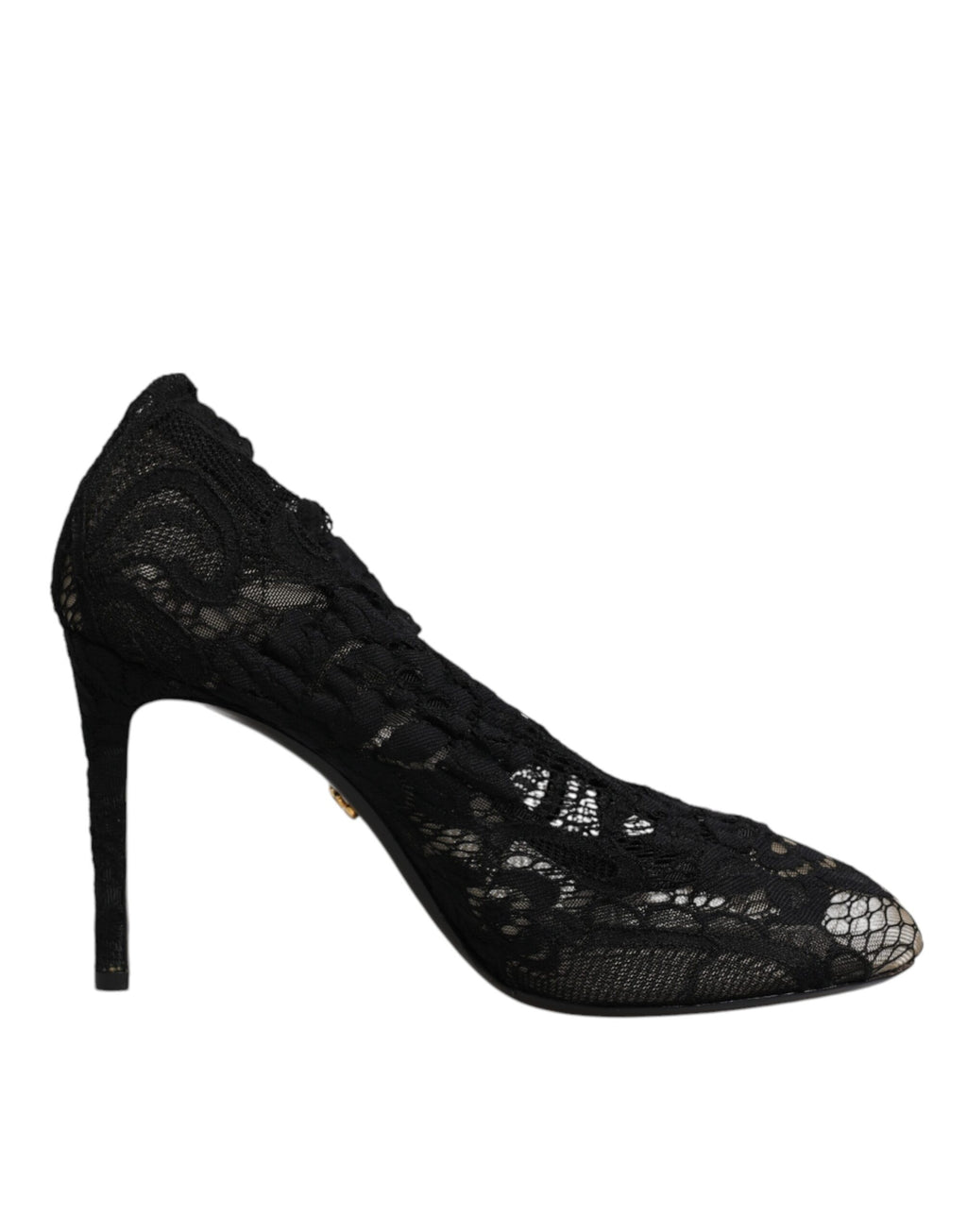 Dolce & Gabbana Zwarte Kanten Stretch Hakken Halflange Laarzen Schoenen
