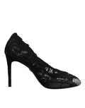 Dolce & Gabbana Zwarte Kanten Stretch Hakken Halflange Laarzen Schoenen