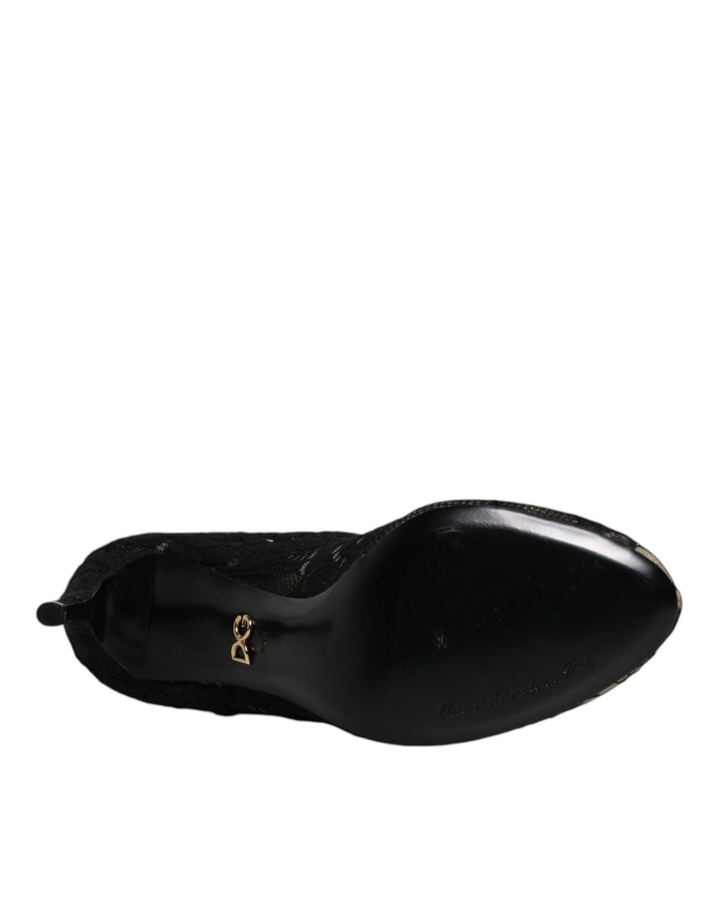 Dolce & Gabbana Zwarte Kanten Stretch Hakken Halflange Laarzen Schoenen