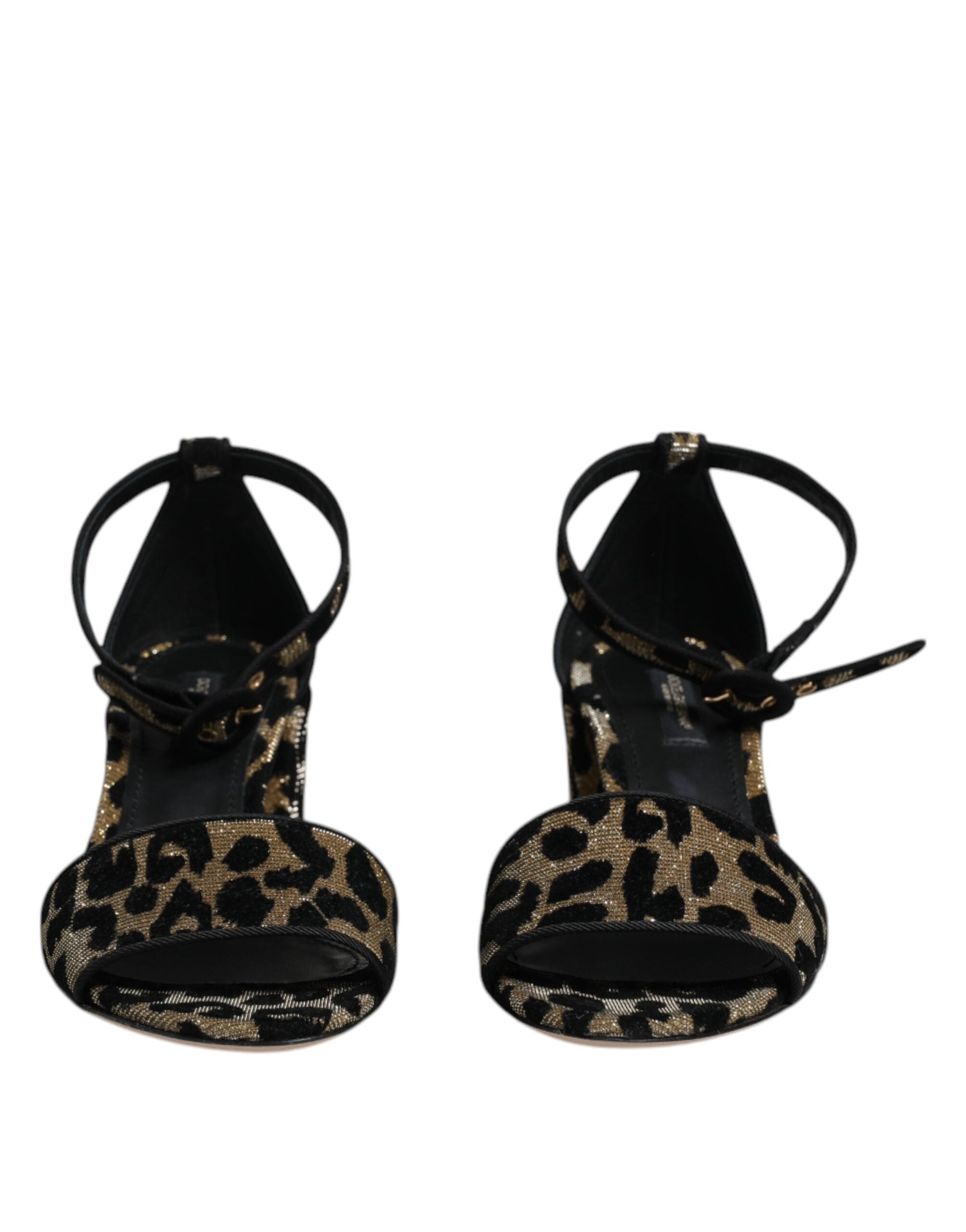 Dolce & Gabbana Gold Leopard Knöchel Strap Heels Sandalen Schuhe