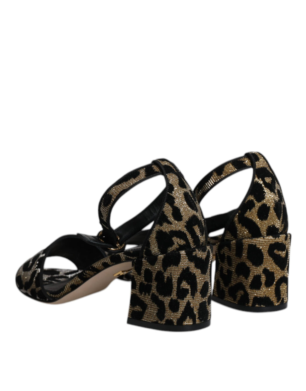 Dolce & Gabbana Gold Leopard Knöchel Strap Heels Sandalen Schuhe