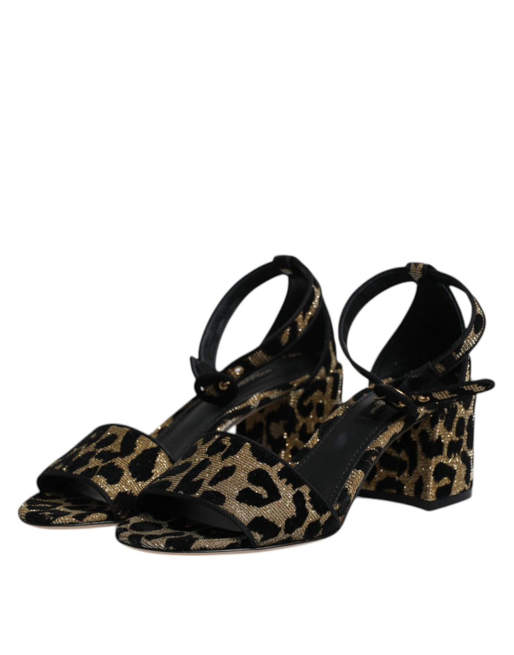 Dolce & Gabbana Gold Leopard Knöchel Strap Heels Sandalen Schuhe