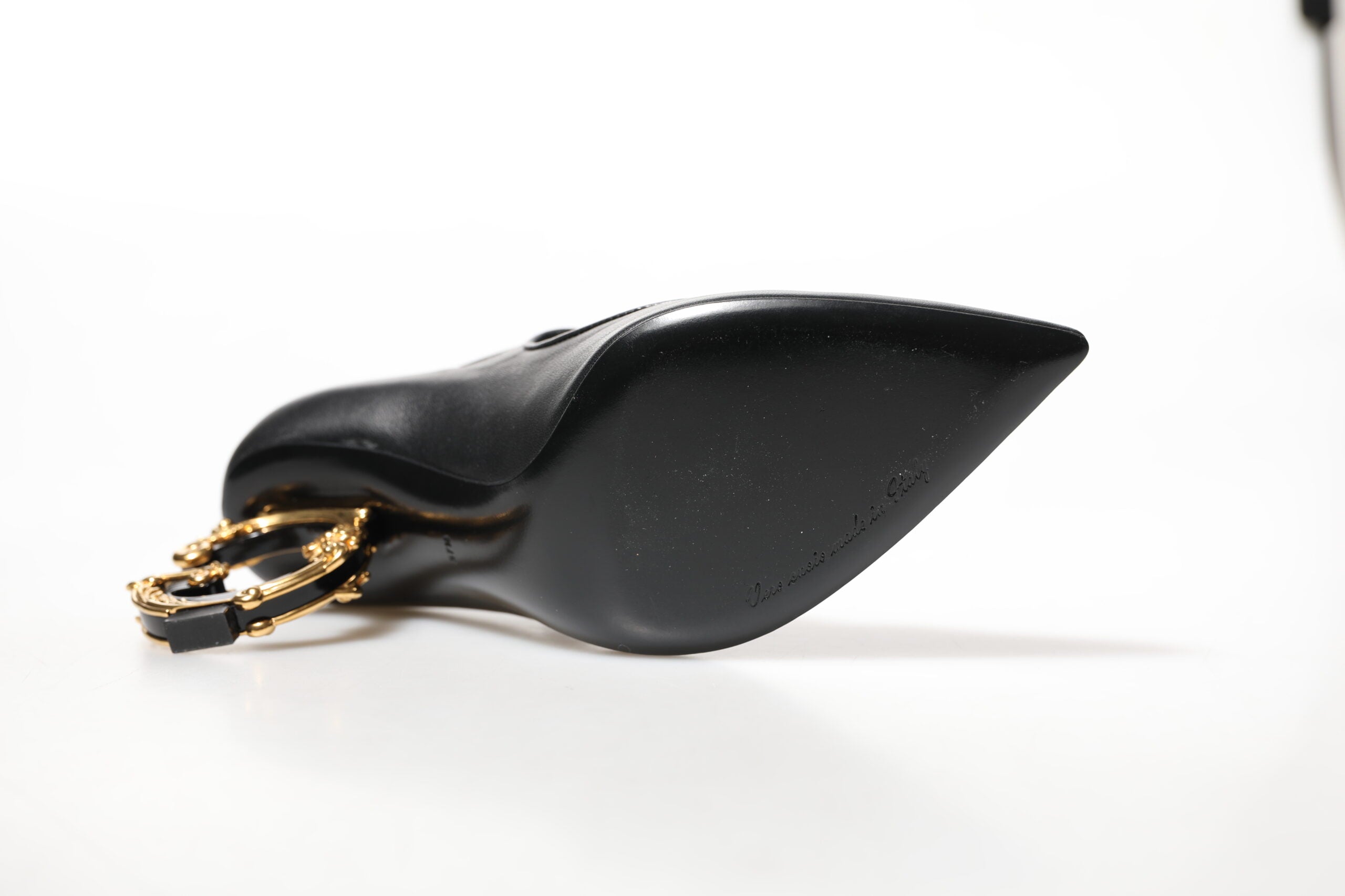 Dolce & Gabbana Schwarz Leder Logo Heels Mary Janes Pumps Schuhe