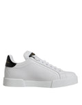 Dolce & Gabbana White Black Leather Low Top Sneakers Shoes