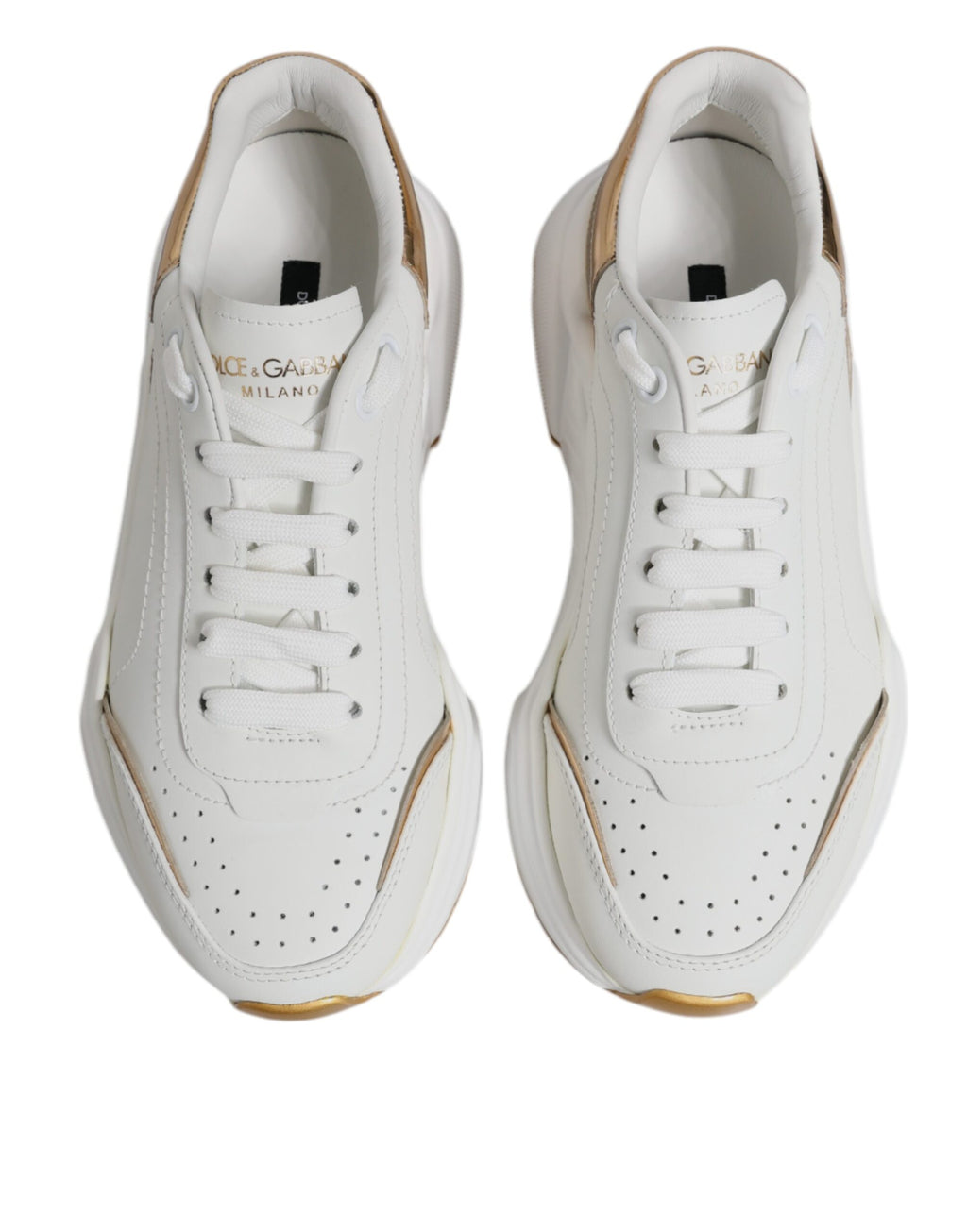 Dolce & Gabbana Weiß Gold Daymaster Low Top Turnschuhe Schuhe