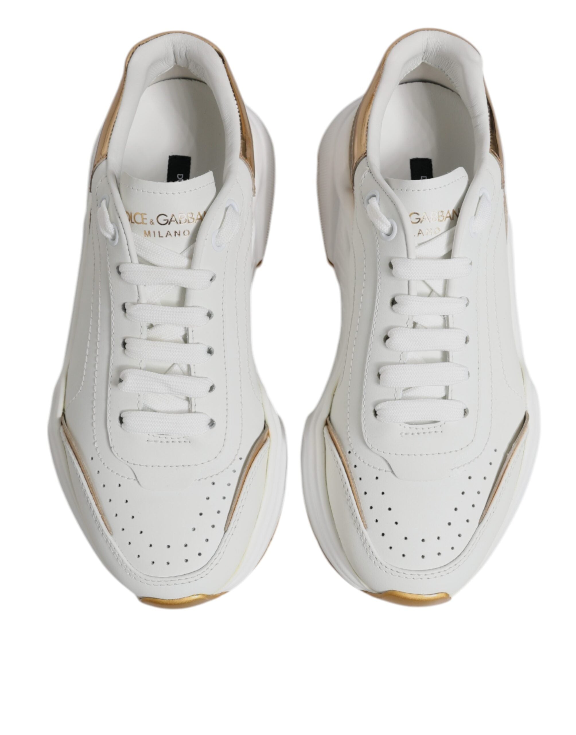 Dolce & Gabbana Weiß Gold Daymaster Low Top Turnschuhe Schuhe