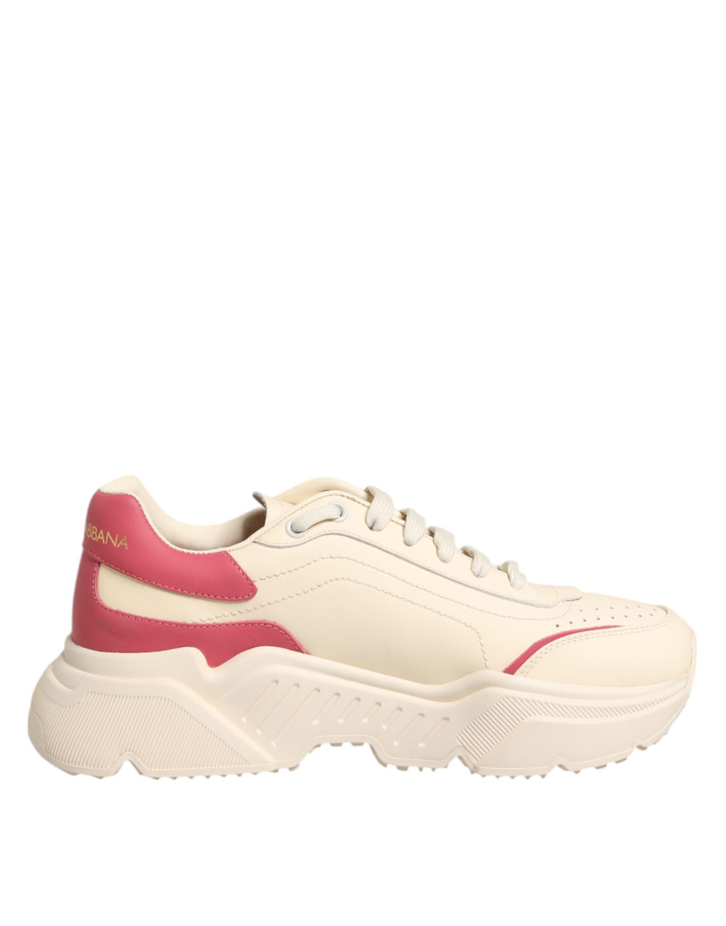 Dolce & Gabbana Weiß Rosa Leder Daymaster Turnschuhe Schuhe