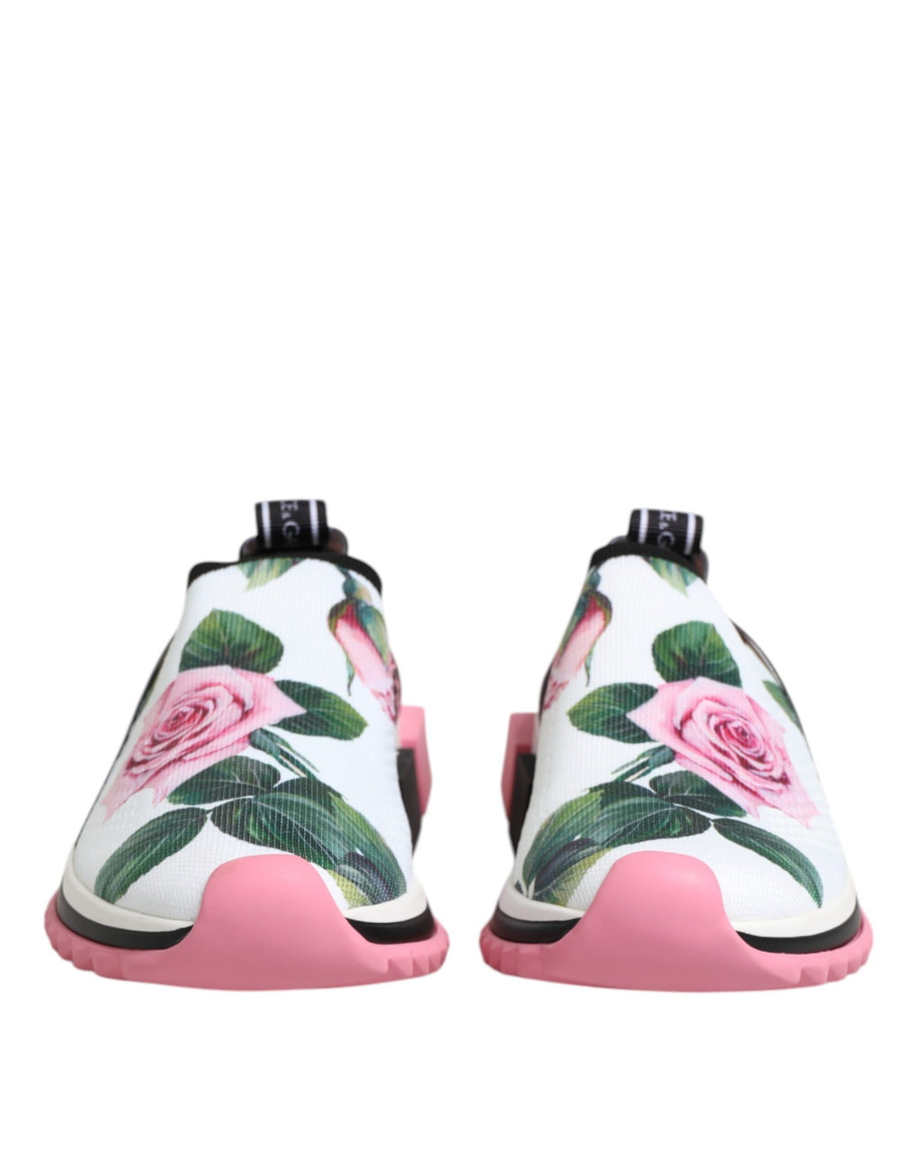 Dolce & Gabbana Weiß Rose Print Sorrento Turnschuhe Schuhe