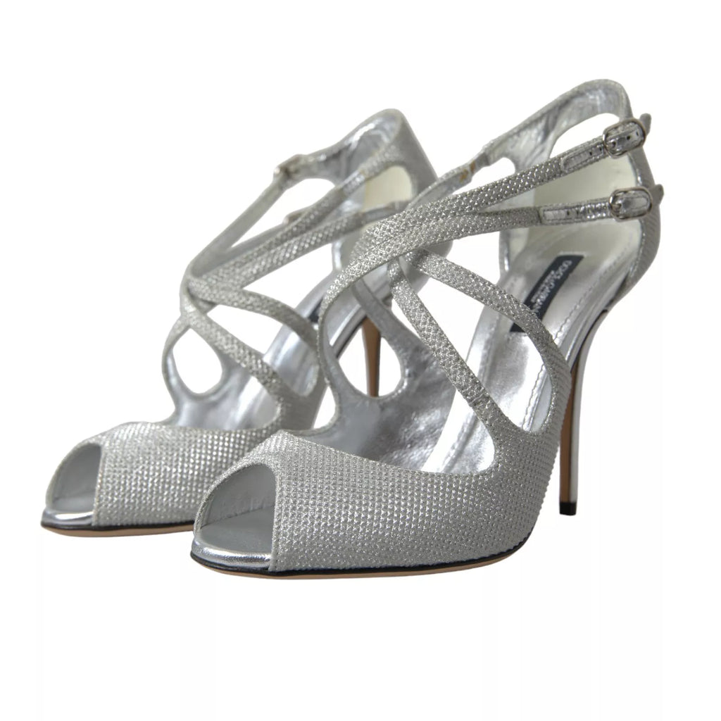 Dolce & Gabbana Silber schimmert Sandalen Absatz Pumps Schuhe
