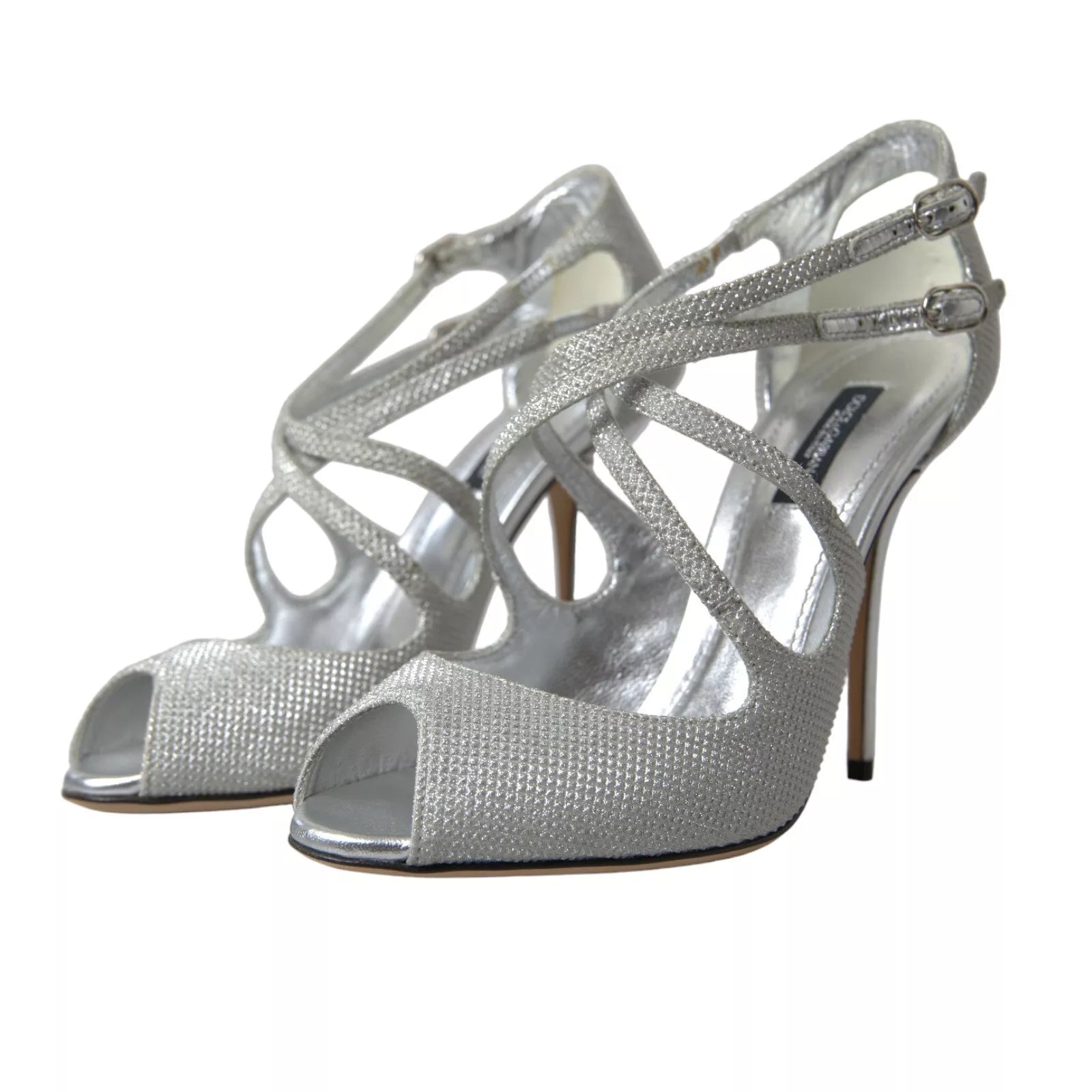 Dolce & Gabbana Silber schimmert Sandalen Absatz Pumps Schuhe