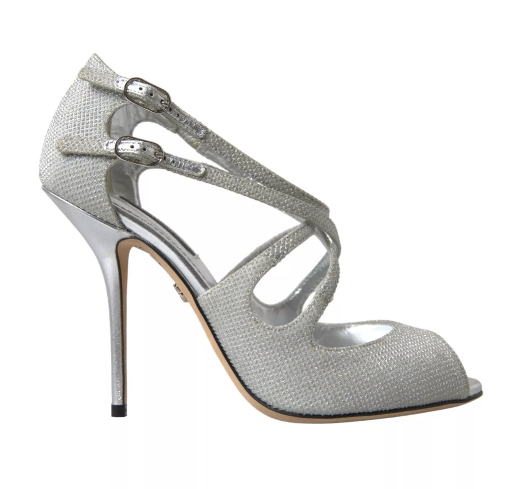 Dolce & Gabbana Silber schimmert Sandalen Absatz Pumps Schuhe