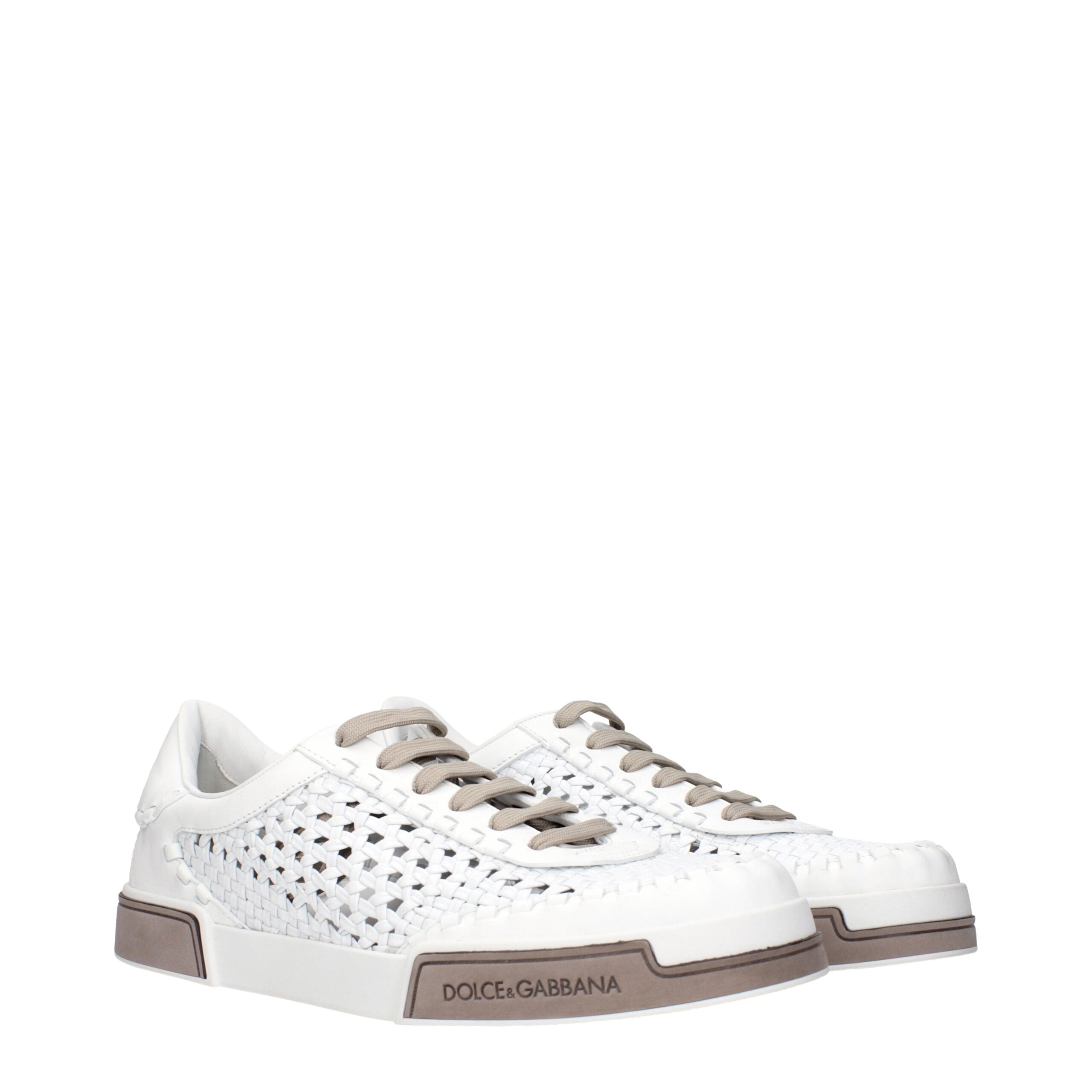 Dolce & Gabbana Weiße Leder-Low Tops