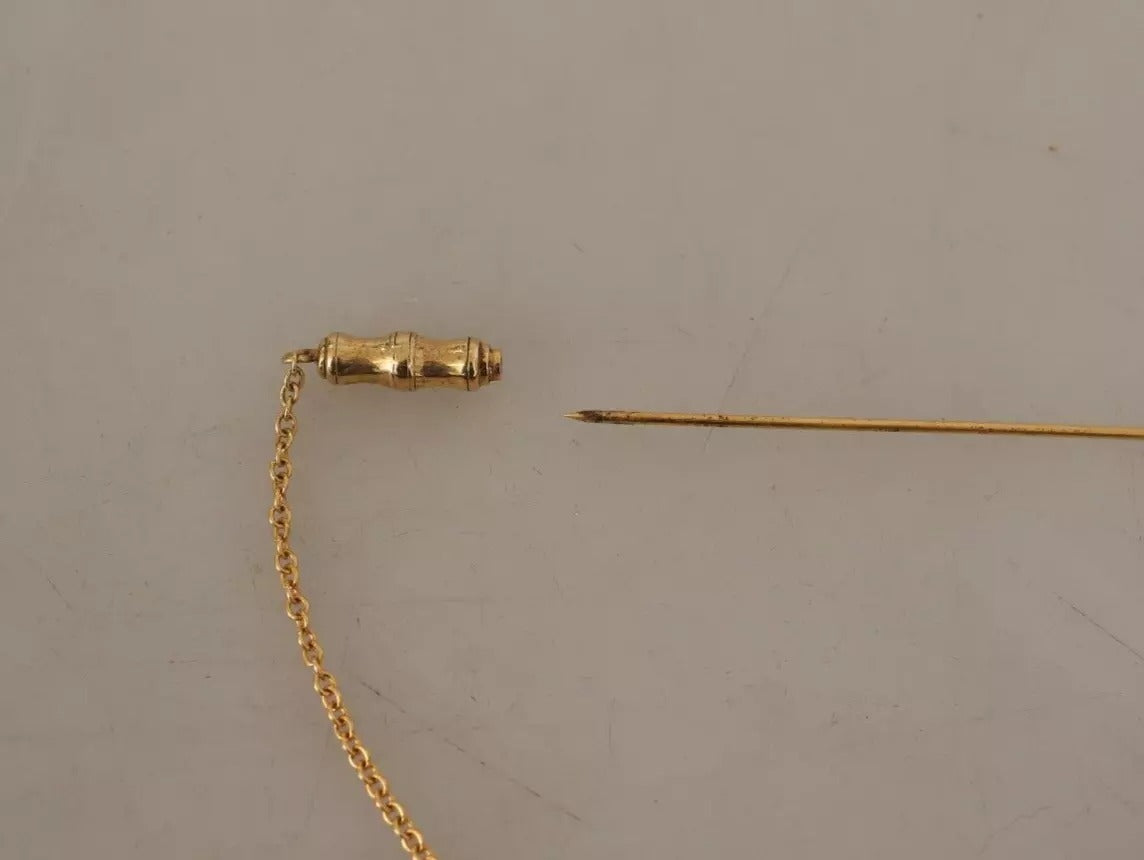 Dolce & Gabbana Goldfarbene 925 Sterling Silber Kristallkette Brosche