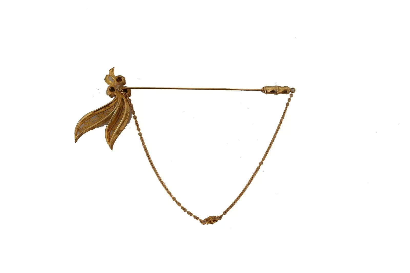 Dolce & Gabbana Goldfarbene 925 Sterling Silber Kristallkette Brosche