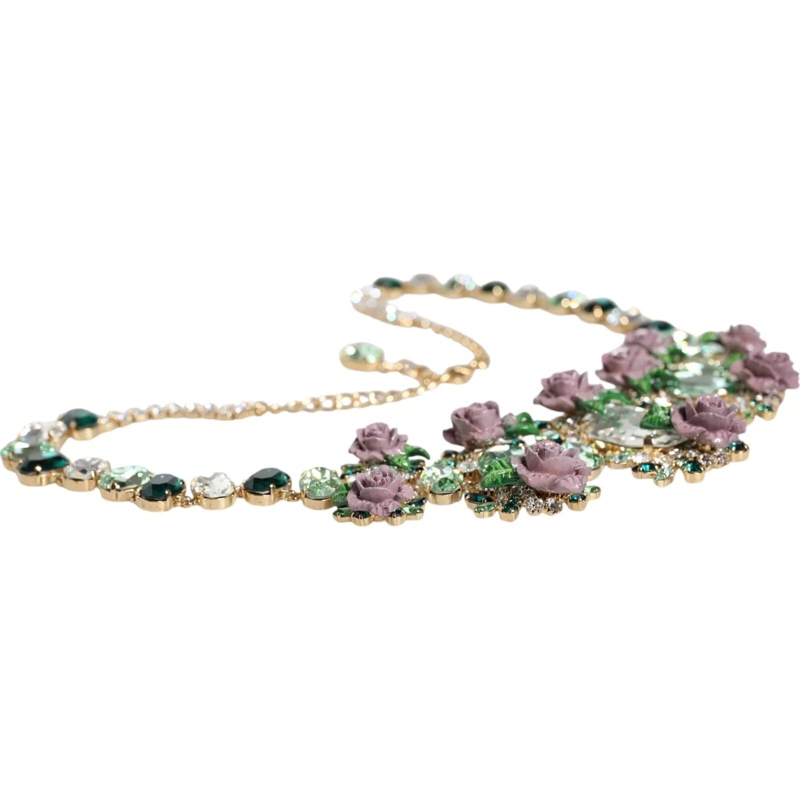 Dolce & Gabbana Gold-Messing-Gliederkette Rose Petal Crystal Halskette