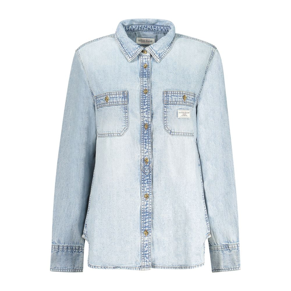 Guess Jeans Blaues Baumwollhemd