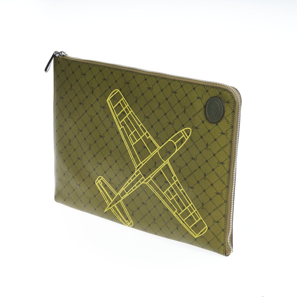 Trussardi Grüne Leder Clutch Tasche
