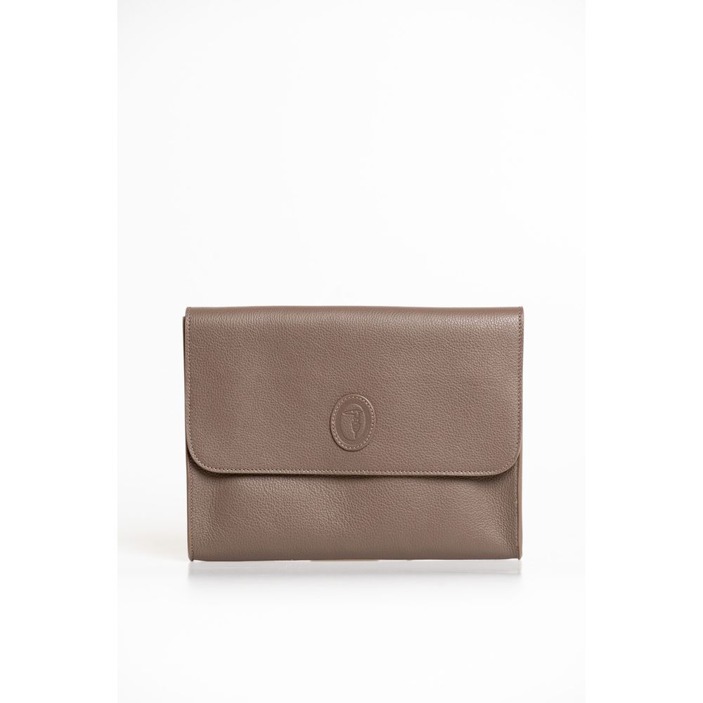 Trussardi Braune Polyester-Kupplungstasche