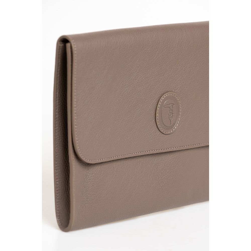 Trussardi Braune Polyester-Kupplungstasche
