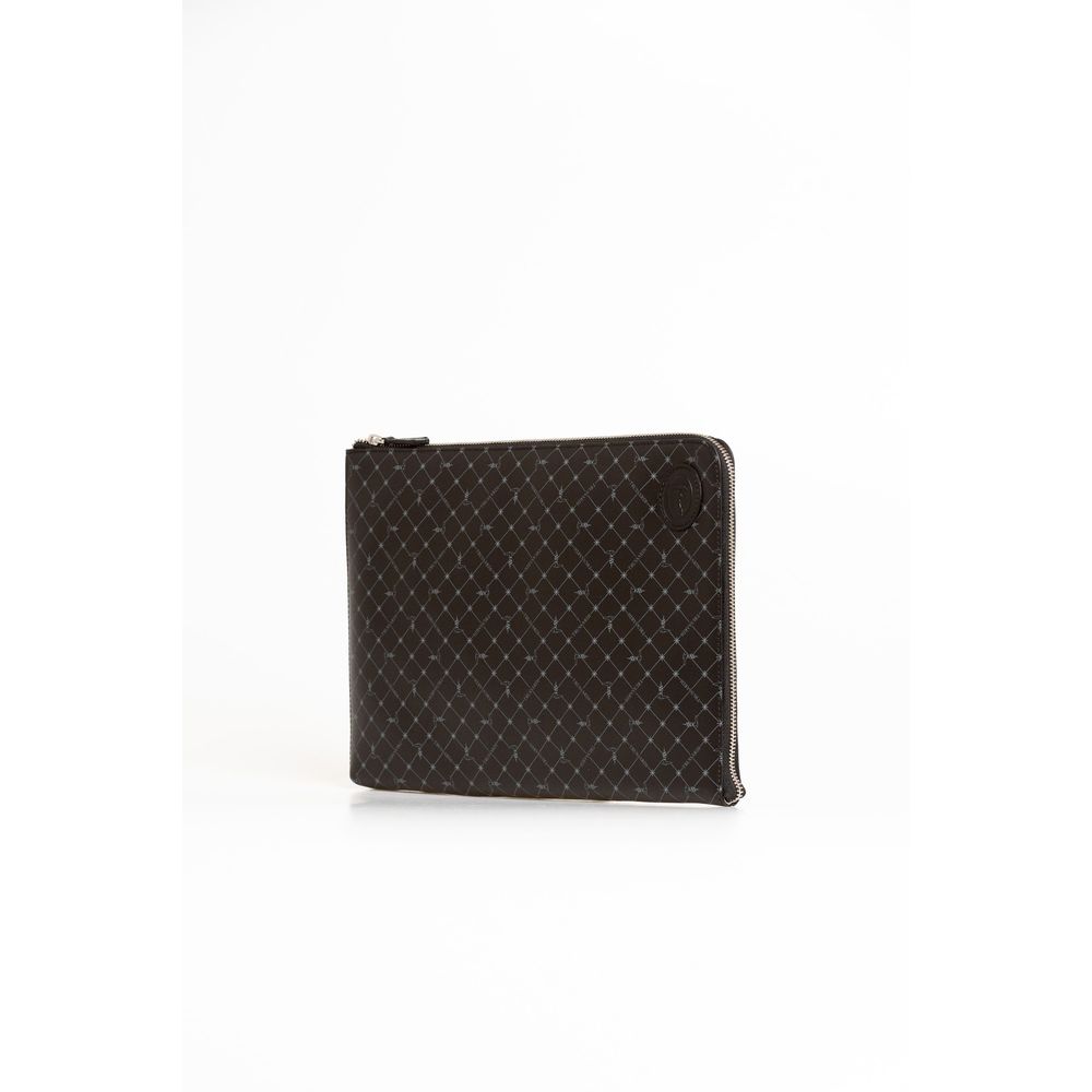 Trussardi Schwarze Leder Clutch Tasche